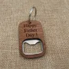 Chains 5pcs Wooden Key Chain Dog Dad Wood Bottle Opener Keychain Papa Beer Keyring Gift For Happy Father Day Birthday