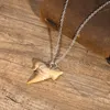 Pendentif Colliers Hommes Rock Punk Shark Dent Collier Vintage Naturel Pierre Animal Dents Collier Cadeaux Pour Lui Bijoux