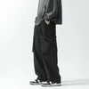 Men's Pants Hip Hop Fashion Loose Work Casual Black Khaki Cargo Large Pockets Jogging Sweatpants Side Korean