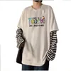 Men's T Shirts Round Neck Two Pieces Long-sleeved Autumn And Winter Tide Brand Chinese Cartoon Printing Street Leisure