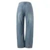 Dżinsowe jeansy Rzodkienki Pants Mid Rise Barrel dla kobiet szerokich spodni przycięty jeansowy chłopak z kieszeniami
