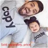 Familie Passende Outfits Schöne Kopie Einfügen Vater Baby Kleidung Look Grau Papa Mama Kurzarm T-shirt Kids Born Bodysuit Drop Delive Dhegp