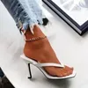 Dress Shoes Stylish Women's Heel Flip Flops Black High Heels White Sandals Women Mules Slippers Ladies Summer 36-42