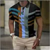 Men'S Polos Mens S Short Sleeves 3D All-Over Print Shirt Geometric Patterns Summer Short-Sleeved Clothing Street Leisure Tops Drop D Dhybx