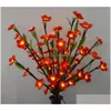 Dekoracyjne kwiaty wieńce kwiat wiśni gałąź światło z zielonym liściem 20 60 diody LED świąteczne stół ślubny