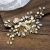 Hair Clips Elegant Crown Floral Crystal Pearl Jewelry Headdress Wedding Bride Handmade Hairpin Headband Accessories Ornaments