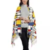 Débardeurs pour hommes Imprimer Piet Mondrian Art des années 1960 Rouge Bleu Jaune Rectangles Écharpe Femmes Hommes Hiver Foulards Chauds Géométrique Moderne Châle Wrap