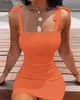 Urban Sexy Dresses Trendy Solid Strap Short White Dresses Off Shoulder Sexy Skirt Pullover Sheath Mini Summer Beach Female Vest Dress 240223