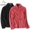 Jaquetas de caça inverno jaqueta de lã coral ao ar livre feminino quente gola alta cardigan acampamento caminhadas unisex casaco fofo jm24