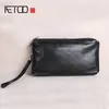HBP Aetoo Men's Clutch Bag Herrläder stor kapacitet Retro Casual Top Layer Cowhide Long Wallet Soft Leather Phone CA348F