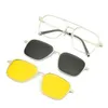 Sunglasses Metal 3 In 1 New Style Magnet Clip On Glasses Frame Trend Polarized Sunglasses For Men 2023 Optical Computer Glasses UV400 7009L2402