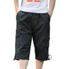 Men's Pants Gift Boy 12 Mens Work Clothes For Men With Pockets Summer Casual Capris Cotton Elastic Waist Multi Pocket