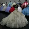 Светло-шампанское сексуальное платье Quinceanera на бретельках с блестками и аппликациями, кружевные бусины, кружевное платье Золушки, Vestidos De 15 Anos 322 322 322