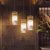 Lampada da parete Sud-Est asiatico Grande luce verticale a LED El Lobby Soggiorno Lampadario con paralume in bambù Art Déco fai-da-te
