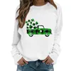 Dameshoodies Schattig bedrukt losse mouw ronde bovenkant sweatshirt hals T-shirt casual comfortabel lang effen met zakken