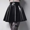 Gonne Skorts Gonna da pattinaggio a trapezio in pelle verniciata lucida Donna Gotico in PVC pieghettato da donna a vita alta in finto lattice Mini Clubwear personalizzato YQ240223