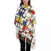 Débardeurs pour hommes Imprimer Piet Mondrian Art des années 1960 Rouge Bleu Jaune Rectangles Écharpe Femmes Hommes Hiver Foulards Chauds Géométrique Moderne Châle Wrap