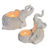 Candle Holders 1Pc Animal Holder Lucky Elephant Tealight Votive Pottery Statues Home Decoration Accessories