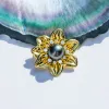 Joias AnuJewel Broche Multiuso de Girassol 910mm Tahitian Pérola Preta Moissanites Barroco Água do Mar Pérola Colar com Pingente de Flor