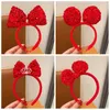 Hair Accessories Crown Children Headband Sweet Bowknot Pearl Red Bow Hairband Baby Headwear Hoop Year Girls