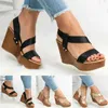 2024 Sandals High Sandal Quality Women Fashion PU Thick Bottom Slip on Concise Wedges Solid Causal Female Shoes 935 Ccise