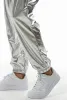 Calças de moletom ouro prata metálico brilhante masculino festa boate rock hip hop calças moda ajuste perna reta