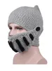 Berets Mingjiebihuo Fashion Roman Knight Knit Hat Winter Gladiator Mask Cap Hand Warm Men's