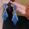 Kolczyki Dangle Vintage Full Rhinestone Overize Tessel dla kobiet luksusowy europejski styl przesadzony biżuteria do ucha ślubnego