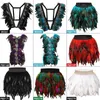 Bh's sets veren harnas beha en veren rok voor vrouwen mode sexy kooi bondage lingerie punk gothic dance festival rave wear