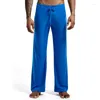 Pantalons de vêtements de nuit pour hommes mâle été confortable yoga cool salon cordon de serrage avec vêtements pyjamas de sommeil à la maison bas soyeux