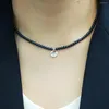 Pendentifs Lii Ji noir perle presque ronde collier ras du cou 925 en argent Sterling amour pour toujours pendentif femme bijoux cadeau