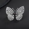 Jewelry Gem's Beauty 925 Silver Black Pearl Brooch avec design parfait, bijoux en forme de papillon pour les occasions importantes meilleures cadeaux