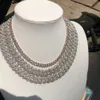 Popular Filled Gold Plated Sterling Sier Iced Out Micro Pave 3 Rows VVS Moissanite Cuban Link Chain Necklace