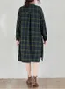 Girl's Dresses NYFS 2024 Spring Autumn New Korea Woman Dress Vestidos Robe Ete Femme Elbise Loose Cotton Plaid Long Sleeve Shirt DressesL2402