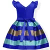 Girl's Dresses New Girls Striped Small Flying Sleeve Bow Knot Colored Dress Birthday Party Wedding Flower Boy Sweet and Cute DressL2402