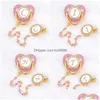 Sucettes # Sucettes Rose Zircon Deluxe Clip 26 lettres Support personnalisé néonatal Sile Mamelon bébé sans BPA G220612 Drop Delivery Dh1Di