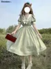 Urban Sexy Jurken Japanse Zachte Zus Leuke Lolita Jurk Vrouwen Zoete Bladerdeeg Mouw Slanke deuk Jurken Party Retro Meisjes Boog Salior Kraag vestidos 240223