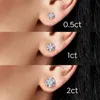GRA D Färg Brilliant Round Cut Lab Diamond Stud Earrings for Women 925 Sterling Silver Gold Plated Wedding Jewelry 240219