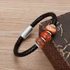 Braccialetti con ciondoli Agate naturali Lapislazzuli Pietra Rotonda Perline Uomo Braccialetti con fibbia magnetica in acciaio inossidabile color oro per le donne