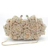 Evening Bags Dazzling Women Gold Rose Flower Hollow Out Crystal Metal Clutches Small Handbag Purse Wedding Clutch Bag Diamond274l