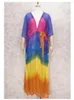 Women's Swimwear Bohemian Chiffon Colored Kimono For Women Beach Bathing Suit Cover Ups Long Dress Plus Size Beachwear CardiganQ1180