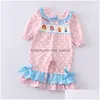 Family Matching Outfits Girls Fall Winter Embroidered Polka Dots Sibling Pink Smocked Dress Set Romper 230322 Drop Delivery Baby Kid Dhvwk