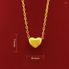 Pendants HOYON Real 18K Gold Color Necklace Women's Heart Pendant Matte Clavicle Chain Neck Collares For Girlfriend Fashion Birthday Gift