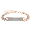 Charme Armbänder Luxucy Frauen Kristall Armreifen Strass Manschette Hand Kette Rose Gold Farbe Mode Armband Braut Hochzeit Schmuck