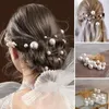 Pinzas para el cabello, horquilla nupcial elegante, Tiara hecha a mano, perlas de imitación resistentes y elegantes, tenedores en forma de U, palo decorativo