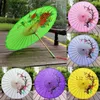 82CM Diameter Chinese Paper Umbrella Traditional Silk Fabric Craft Umbrella Wooden Handle Wedding Artificial Oil Paper Umbrellas TH1283