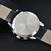 Montre de qualité pour hommes, chronographe, mouvement à Quartz, boîtier en or jaune, cadran argenté limité, bracelet en cuir, montres-bracelets pour hommes