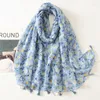 Scarves Women Luxury Fashion Brand Retro Polka Floral Viscose Shawl Scarf Lady Print Tassel Wrap Pashminas Sjaal Muslim Hijab 180 90Cm