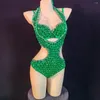 Scene Wear Female Singer Sexig Green Bikini Performance Costume DJ Jazz Dance Birthday Party