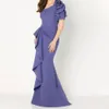 .Elegant lavendel sjöjungfru mamma till brudklänningar från axeln lång satin smal formell ocn aftonklänning kvinnor handgjorda blommor chic bröllop gästklänningar 328 328